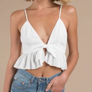 Tobi Wild Type White Tie Front Crop Top